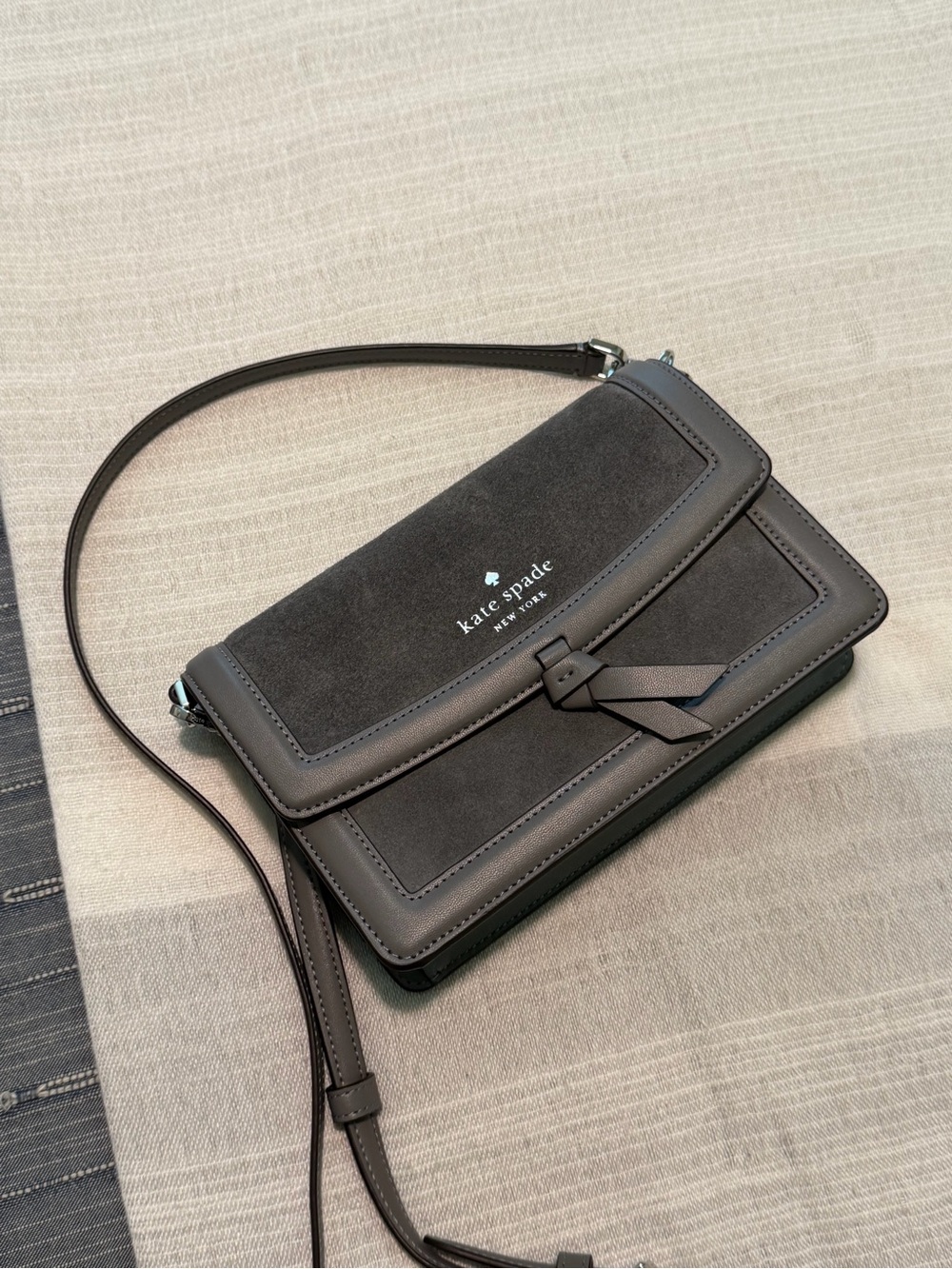 kate spade Gray Suede & Leather Crossbody excellent like new